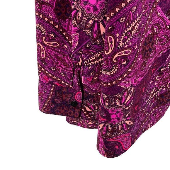 Catherines Top Blouse 4X Paisley Tab Sleeve Polyester Spandex TP-2236 - Picture 7 of 9